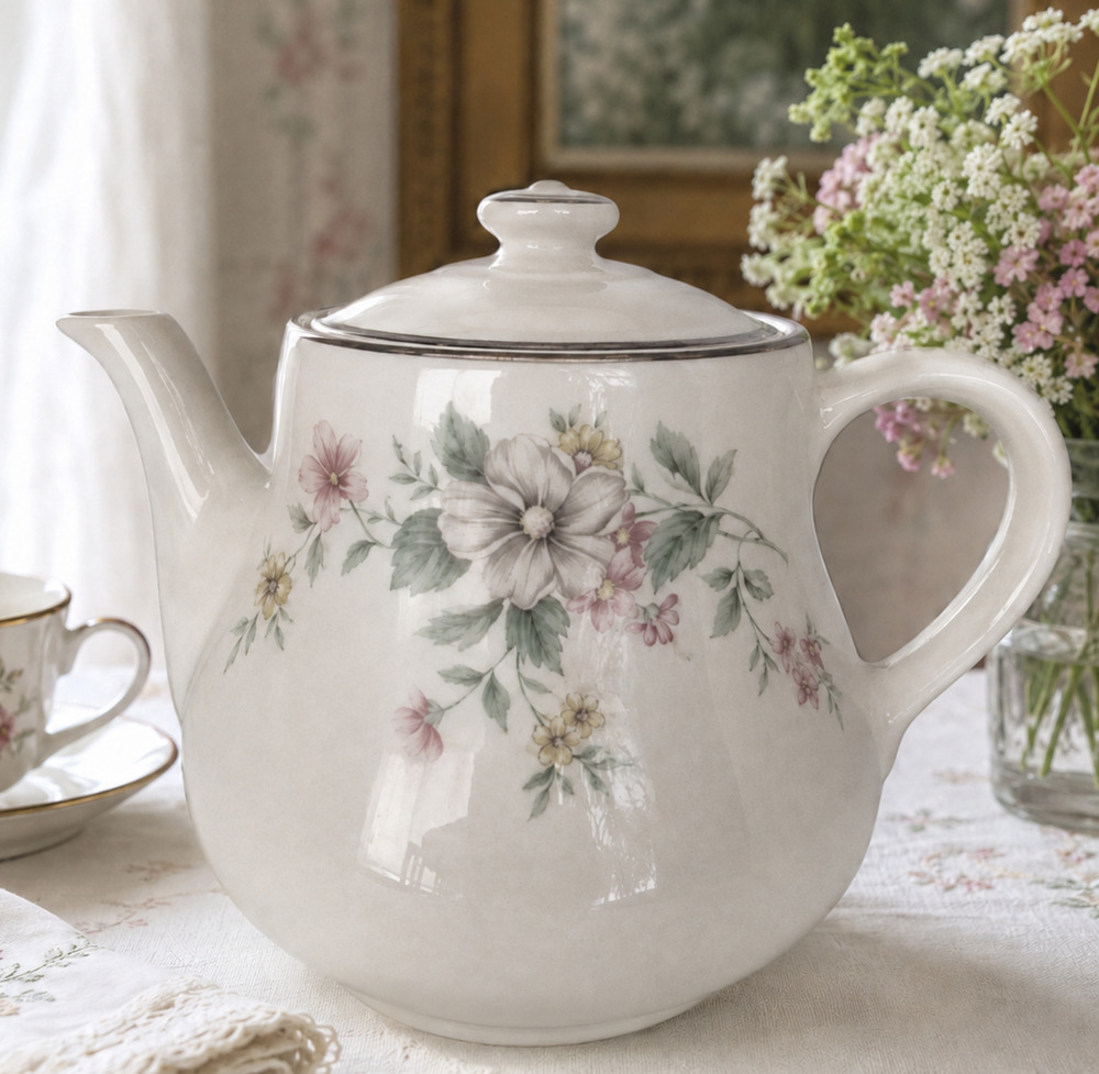 Vintage Hall Springtime Floral Coffee Pot USA Cottagecore Grandmillennial Garden